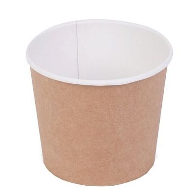 Контейнер бумажный круглый для супа без крыш. 500мл D=100мм Выс:95мм Round Bowl цвет Крафт OSQ (х30/450)
