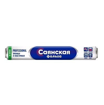 Фольга 29см х 80, 9мкм "Саянская Фольга" в пленке, Стандартная С80П-290х12 (х1/12)