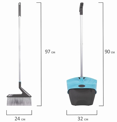 Набор совок с крыш.-ловушкой и щетка-сметка алюминиевая ручка 74 см